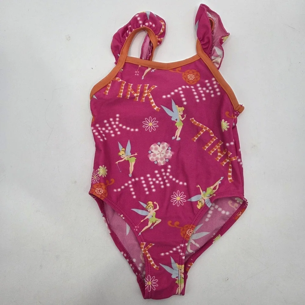 Vintage Disney Store Tinker Bell Swimsuit Girls Size 2T One Piece 1990s Y2K